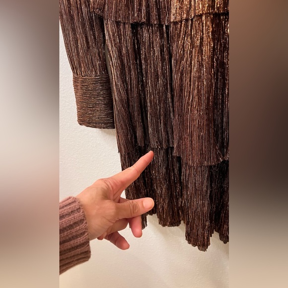 LIKE NEW Sabina Musayev brown metallic tiered dress size small retail $400-$500 - Picture 13 of 13